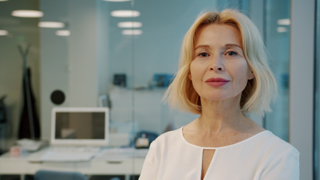 Portrait of a Belgian woman television presenter smiling